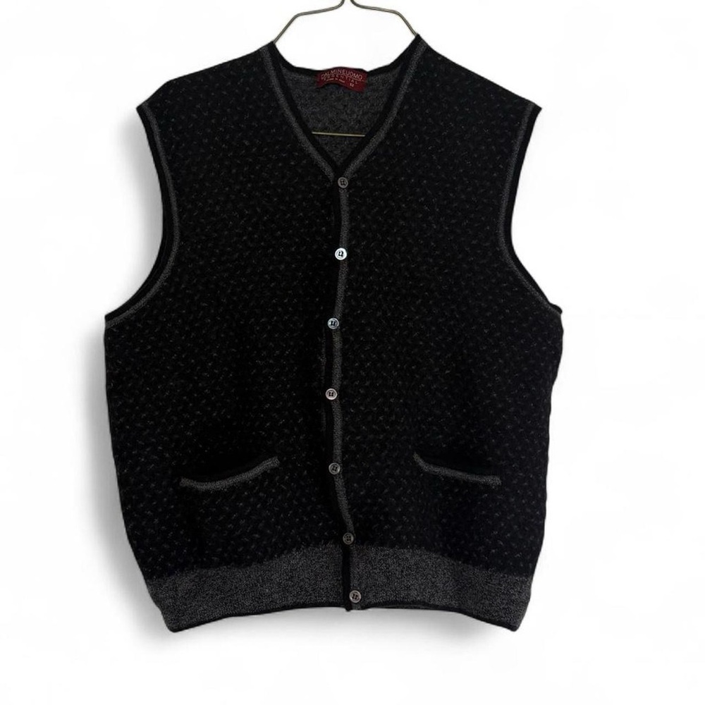 Vintage black 100% new, Italian wool Dalmineuomo sweater vest